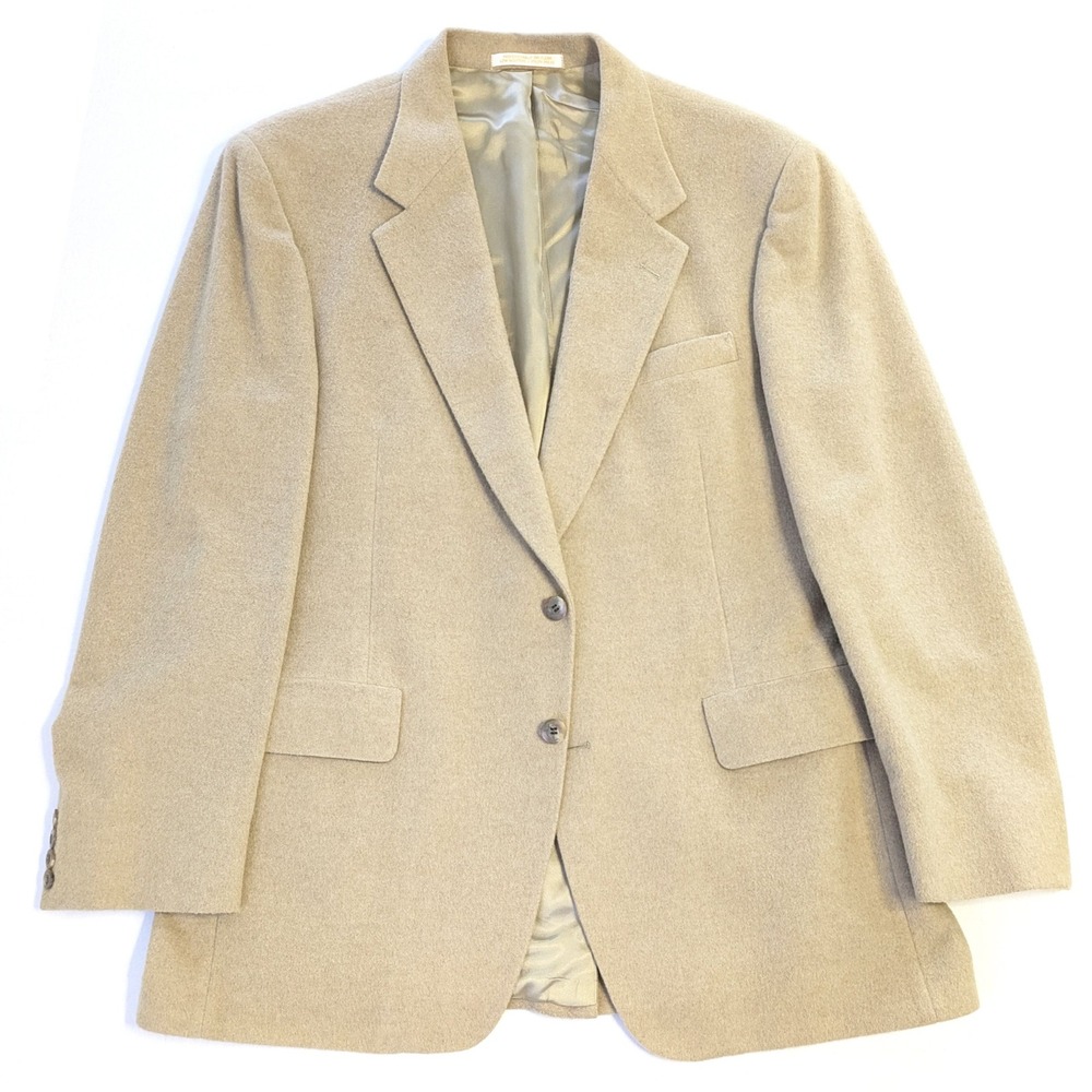Christian Brooks Mens 100% Pure Cashmere Blazer Tan Beige Sport Coat USA Made